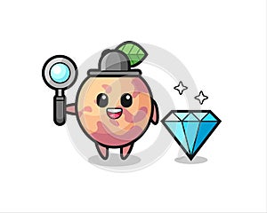 Illustration of pluot fruit character with a diamond