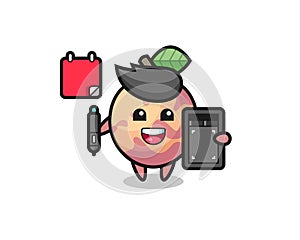 Illustration of pluot fruit mascot as a graphic designer