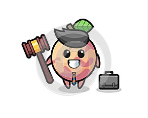 Illustration of pluot fruit mascot as a lawyer