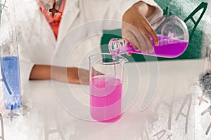 Composite image of illustration of a plus grade on chalkboard