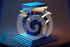 Illustration of a podium in an abstract blue composition