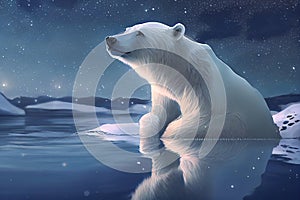 illustration of a polar bear on an ice floe. Generative AI