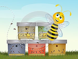 Illustration of pollination hives