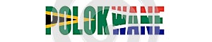 Illustration of Polokwane logo with South African flag overlaid on text