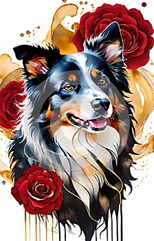An illustration portrait of the cute shepher dog- AI generated image