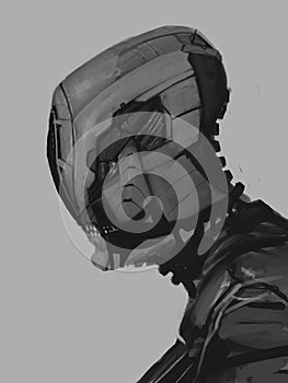 Illustration portrait of a cyborg creature from the future - digital fantasy illustration