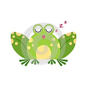 Illustration portrait of frog. Cute sleeping frog face