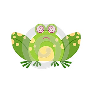 Illustration portrait of frog expression. Cute stupefaction frog face photo