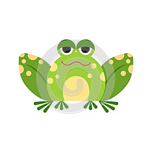 Illustration portrait of frog expression. Cute ironic frog face