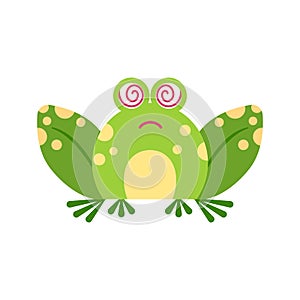 Illustration portrait of frog expression. Cute stupefaction frog face