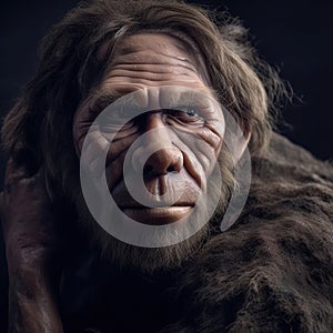 Illustration portrait of a Neanderthal