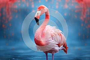 illustration of portrait pink flamingo. Generative AI