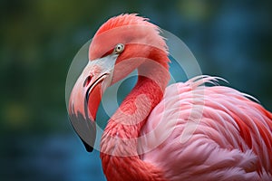 illustration of portrait pink flamingo. Generative AI