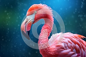 illustration of portrait pink flamingo. Generative AI