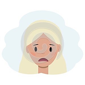 Illustration of a portrait of a young woman face upset