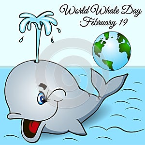 Illustration postcard February 19 World Whale Day