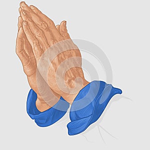 Illustration of praying hands in color