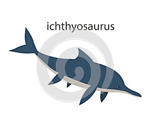 Illustration prehistoric underwater dinosaur ichthyosaurus with fins
