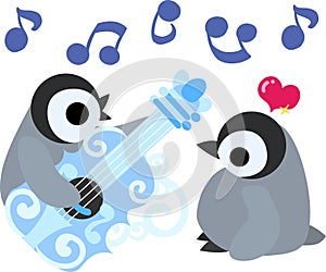 The illustration of pretty penguin babies