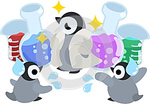 The illustration of pretty penguin babies