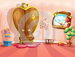 Illustration of princess bedrooms in cartoon style