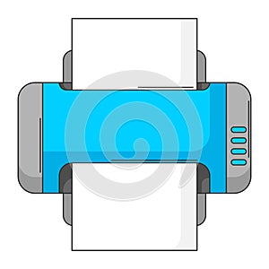 Illustration of printer. Computer equipment and work device.