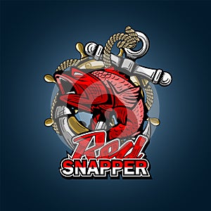 An illustration for printing on a T-shirt with a fishing theme with the words Red Snapper photo