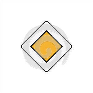 Illustration of priority road traffic signs icons