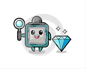 Illustration of processor character with a diamond