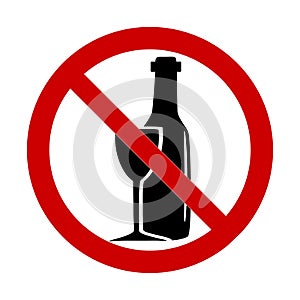 Illustration of prohibits  alcohol drink sign on white background photo
