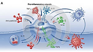 Proinflammatory signals in cellular immune response illustration