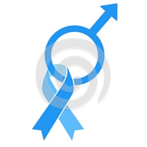 Illustration of prostate cancer awareness ribbon flat icon