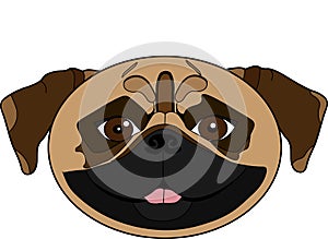 Illustration of a pug`s head
