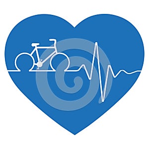 Illustration of a pulse line of a bicycle in a heart