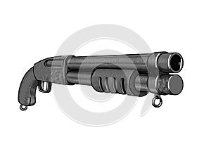 Illustration of a pump action shotgun