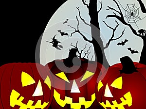 Illustration of pumpkins - dark night