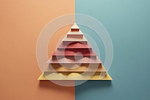 Illustration of the pyramid hierarchy, with colored organic material. Ai generated