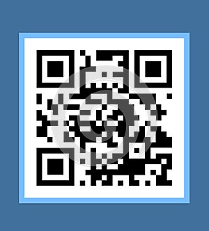 Illustration of QR code on blue background