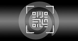 Illustration of qr code with copy space against black background