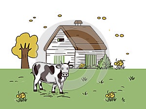 Illustration of Quaint Byre - Charming Barn Scene on the Farm