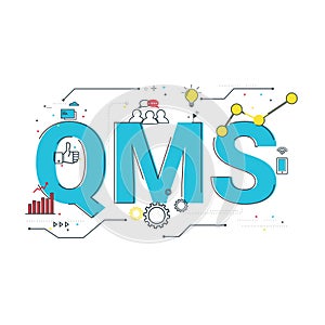 Illustration of Quality management system, QMS wording concept.