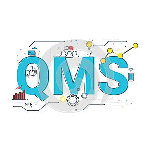 Illustration of Quality management system, QMS wording concept. photo
