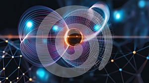 Illustration of quantum tunneling demonstrating particle behavior in a wave-like form at the atomic scale photo