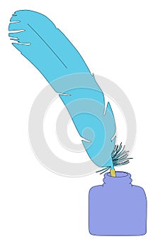 Illustration of quill with inkpot