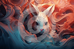 Illustration of a rabbit in a contemplative pose