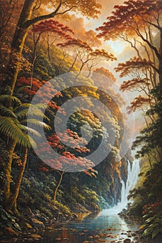 Illustration of rain forest in Costa Rica.