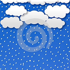 Abstract Gray Clouds and Rain in Blue Background