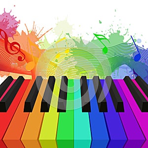 Illustration of rainbow colored piano keys