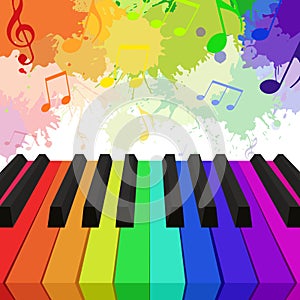 Illustration of rainbow colored piano keys