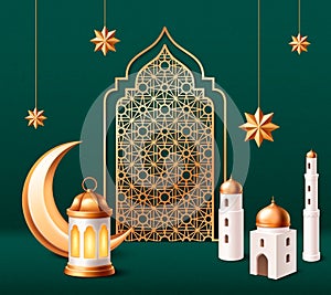 Ramadan composition in realistic style